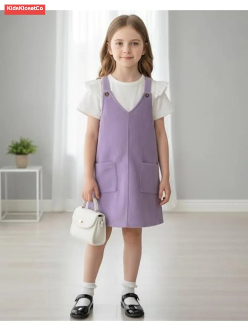 Toddler Girl Corduroy Pinafore Overall Dress & Short Sleeve T-Shirt Set